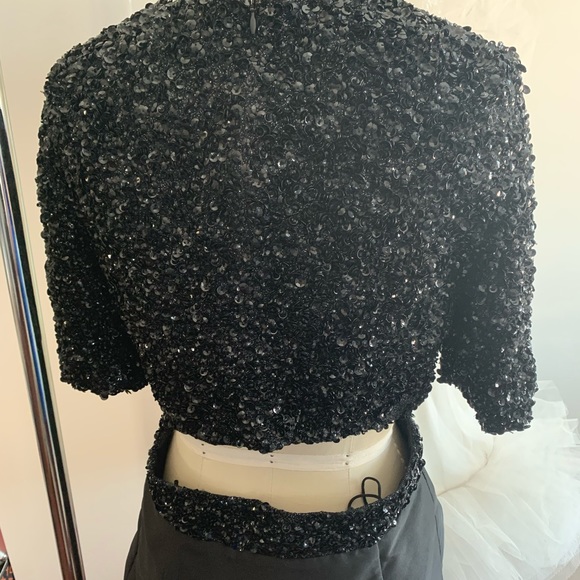 3.1 PHILLIP LIM Black Sequin Embellished Cutout Dress Size 10 Short Sleeve - Picture 16 of 17